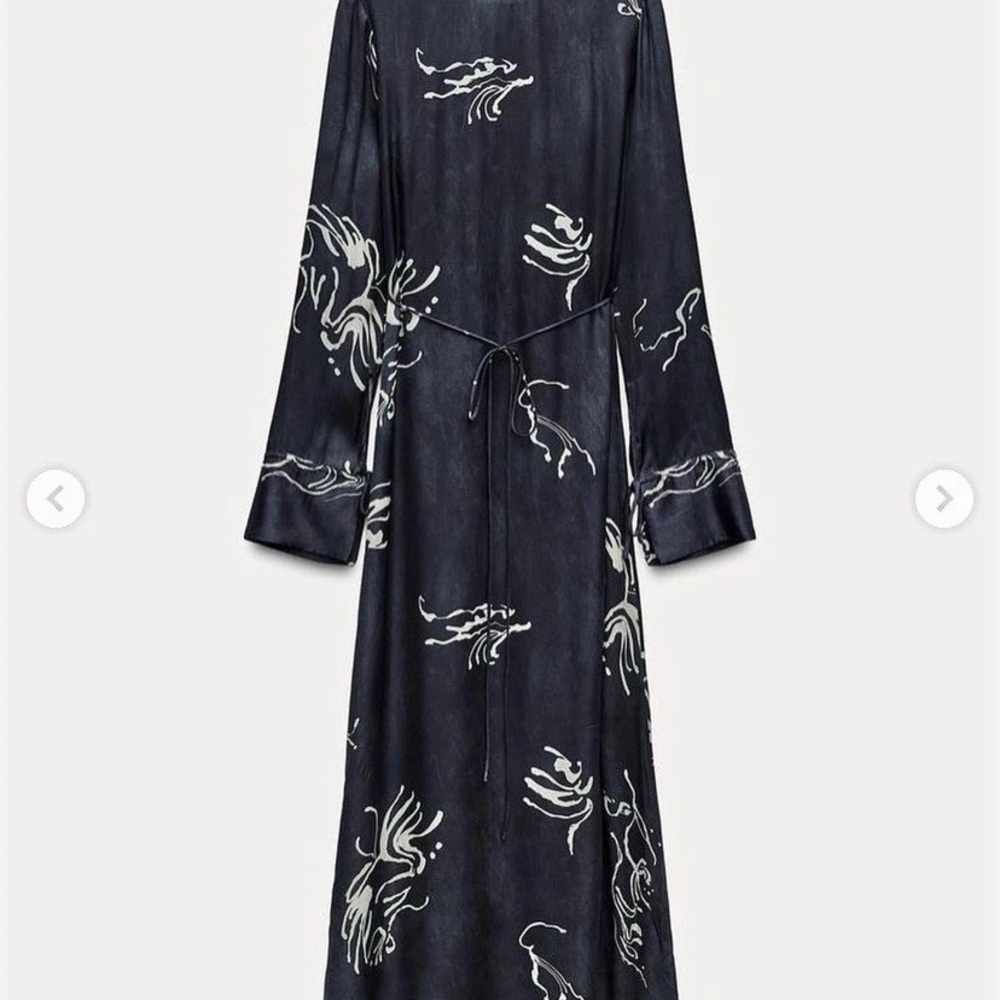 Zara Understated Navy Dress Asymmetrical Accents, Lightweight, Relaxed Fit SizeM